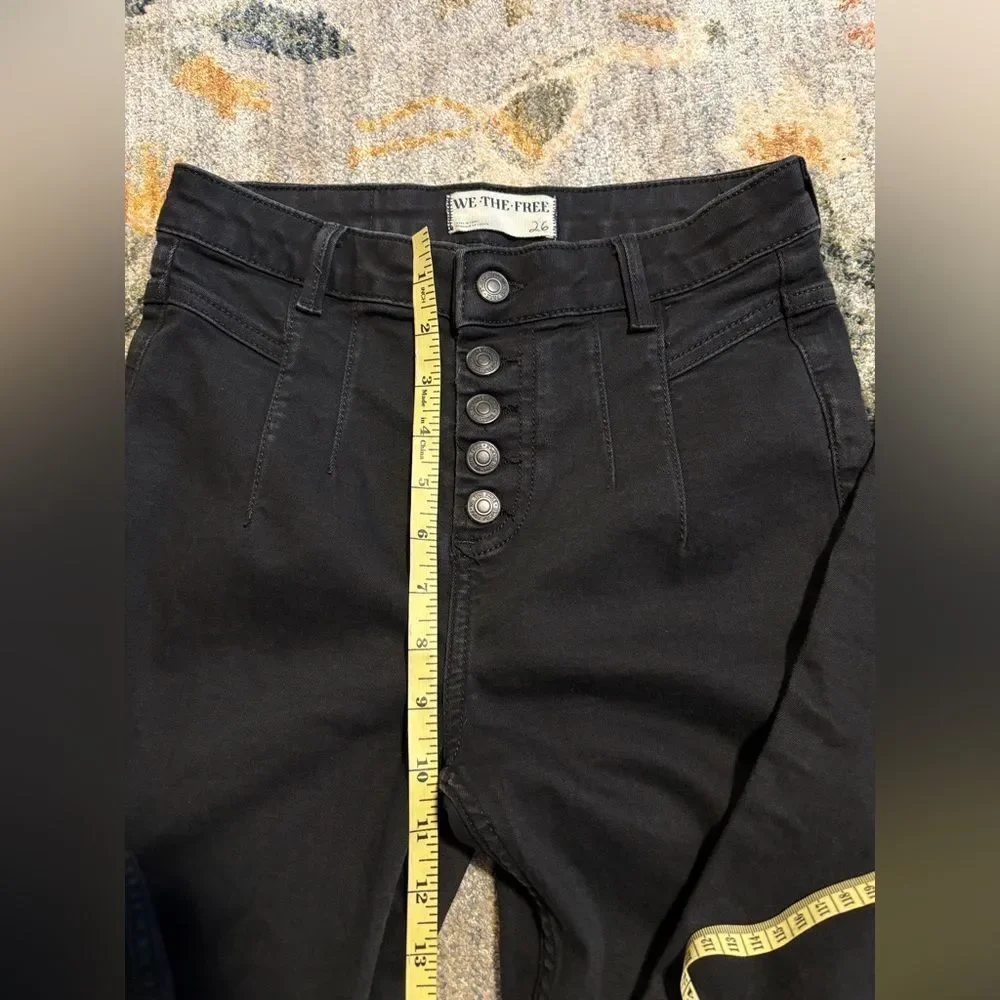 Free People We The Free Aura High Rise Slim Cigarette Jeans Womens Size 26 Black